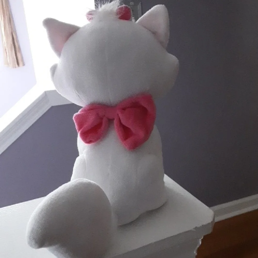 Disney White Cat Plush with Pink Accents